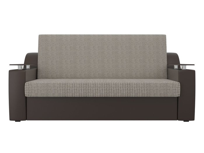 Прямой диван-кровать Сенатор коричневого цвета (ткань\экокожа)