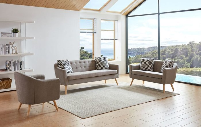 Прямой диван Florence M серо-бежевого цвета - купить Прямые диваны по цене 34578.0