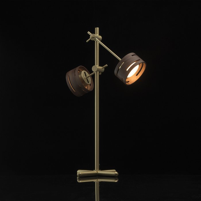 Настольная лампа Чил-аут с плафонами из темного дерева - купить Настольные лампы по цене 25600.0