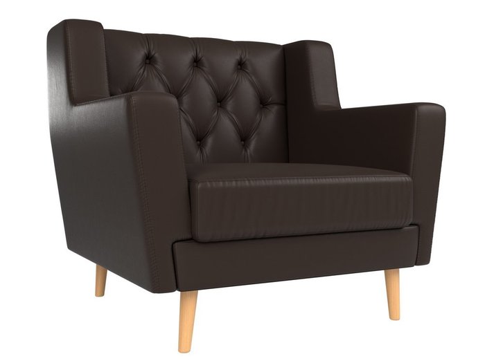 Кресло Брайтон Люкс темно-коричневого цвета (экокожа)