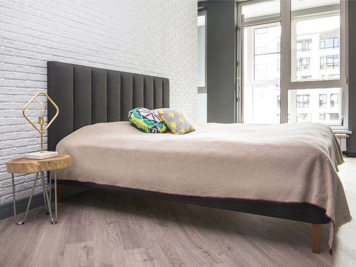 Кровать Клэр 140х200 серо-бежевого цвета с подъемным механизмом