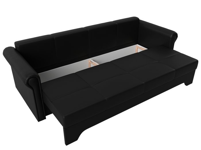 Прямой диван-кровать Европа черного цвета (экокожа)