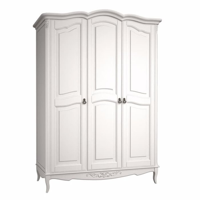 Шкаф трехдверный Akrata белого цвета с эффектом старения