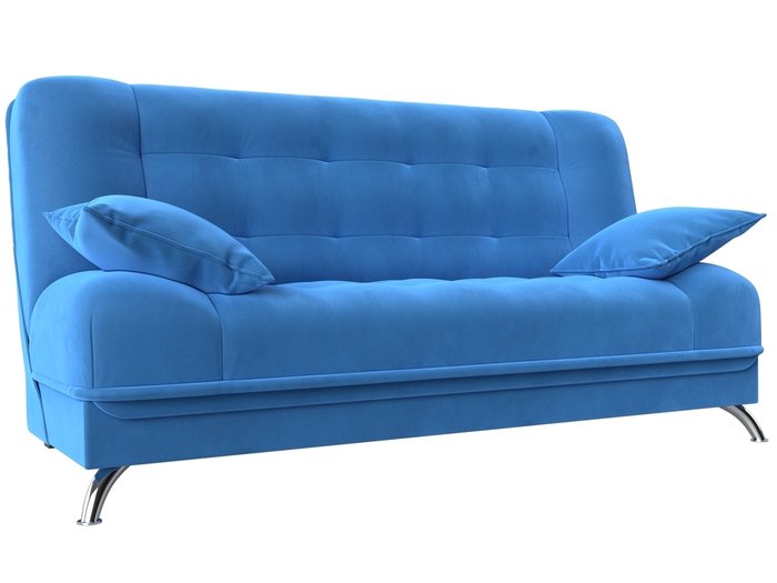 Прямой диван-кровать Анна синего цвета