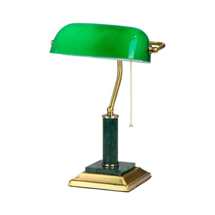 Настольная лампа с зеленым абажуром