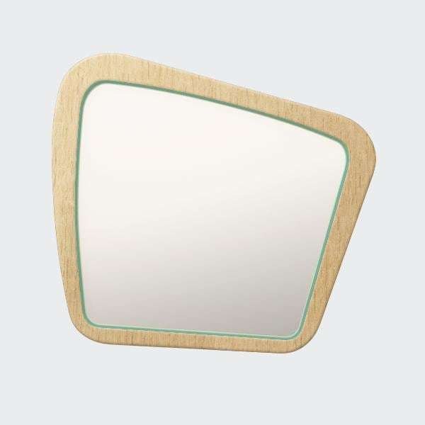 Зеркало настенное Woodi в шпоне со светло-зеленым кантом