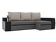 Угловой диван-кровать Майами черно-серого цвета (ткань/экокожа)