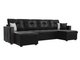 Угловой диван-кровать Валенсия черного цвета (экокожа) 