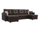 Угловой диван-кровать Валенсия темно-коричневого цвета (экокожа) 