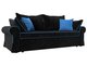 Прямой диван-кровать Элис черного цвета с голубым кантом