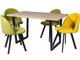 Обеденная группа из стола и четырех стульев желто-зелено-коричневого цвета