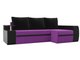 Угловой диван-кровать Майами черно-фиолетового цвета (ткань/экокожа)
