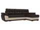 Угловой диван-кровать Нэстор коричнево-бежевого цвета (экокожа)