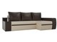 Угловой диван-кровать Майами коричнево-бежевого цвета (экокожа)