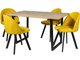 Обеденная группа из стола и четырех стульев желто-коричневого цвета