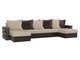 Угловой диван-кровать Венеция коричнево-бежевого цвета (экокожа)