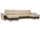Угловой диван-кровать Нэстор бежево-коричневого цвета (экокожа/ткань)
