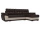 Угловой диван-кровать Нэстор коричнево-бежевого цвета (ткань/экокожа) 