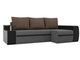 Угловой диван-кровать Майами черно-серого цвета (ткань/экокожа)