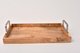Деревянный прямоугольный поднос L с металлическими ручками цвета никель
