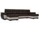 Угловой диван-кровать Нэстор коричневого цвета (экокожа/ткань)