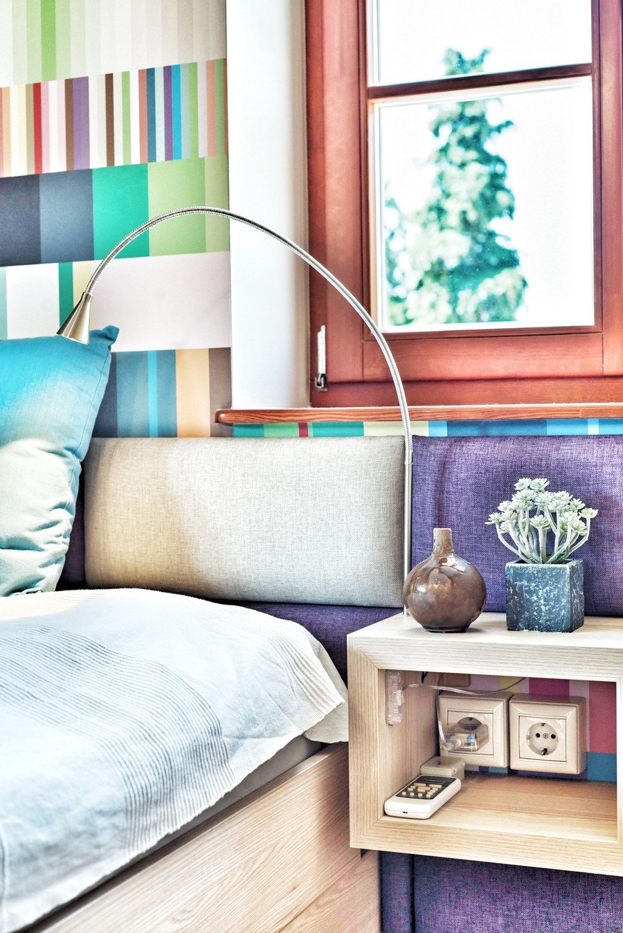 Фотография: Спальня в стиле Современный, Эклектика, Квартира, Цвет в интерьере, Дома и квартиры, Лестница, Бирюзовый, Будапешт – фото на INMYROOM