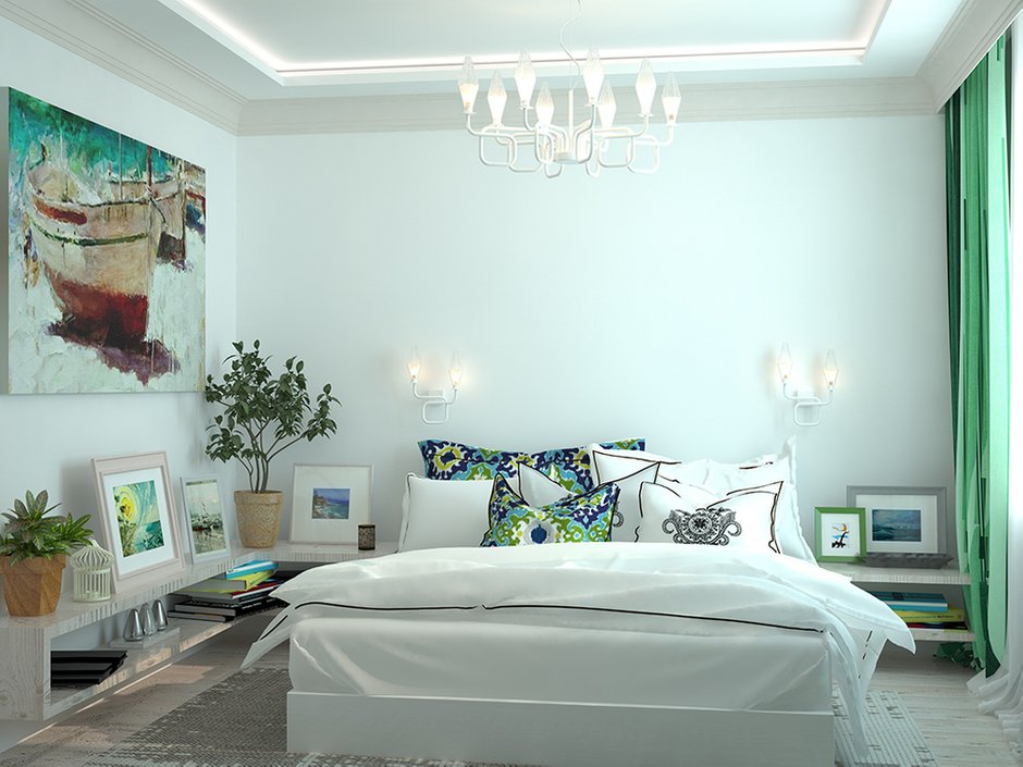 Фотография: Спальня в стиле Современный, Декор интерьера, Дом, Декор, Цвет в интерьере, Дома и квартиры, Средиземноморский, Греция – фото на INMYROOM