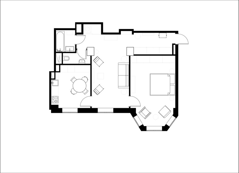 Фотография: Планировки в стиле , Проект недели, Анастасия Каменских, Lavka-design, Сталинка, 2 комнаты, 60-90 метров – фото на INMYROOM