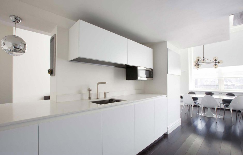 Kitchen Design Idea - White, Modern and Minimalist Cabinets Decoración de cocina