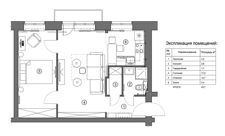 Фотография: Планировки в стиле , Малогабаритная квартира, Квартира, Проект недели, Москва, Кирпичный дом, 2 комнаты, 40-60 метров, I-511 – фото на INMYROOM