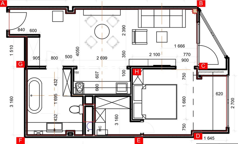 Фотография: Планировки в стиле , Квартира, Проект недели, Анна Муравина, 2 комнаты, 40-60 метров, Геленджик – фото на INMYROOM