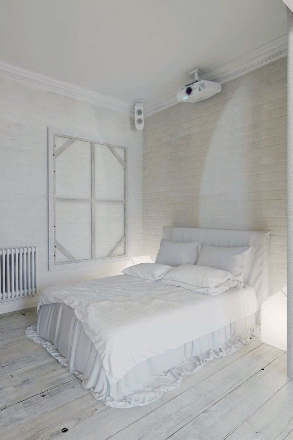 Фотография: Спальня в стиле Лофт, Квартира, Цвет в интерьере, Дома и квартиры, Белый – фото на INMYROOM