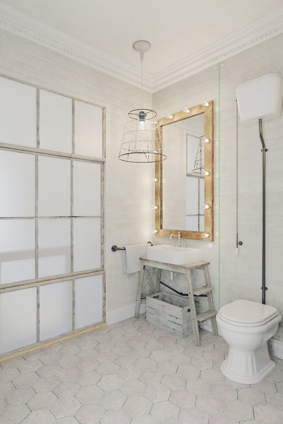 Фотография: Ванная в стиле Лофт, Квартира, Цвет в интерьере, Дома и квартиры, Белый – фото на INMYROOM