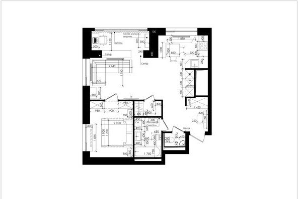 Фотография: Планировки в стиле , Проект недели, Синий, Марина Саркисян, Монолитный дом, 2 комнаты, 40-60 метров – фото на INMYROOM