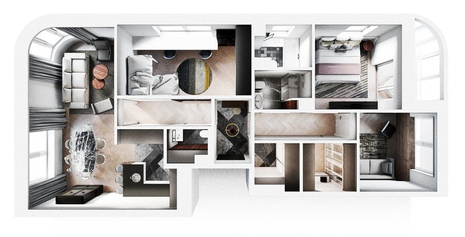 Планировка квартиры в ЖК «Символ», дизайн Aiya Design