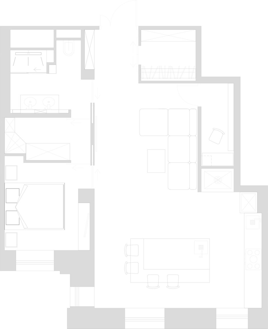 Фотография: Планировки в стиле , Квартира, Проект недели, Сталинка, 3 комнаты, 60-90 метров, Евгения Разуваева – фото на INMYROOM