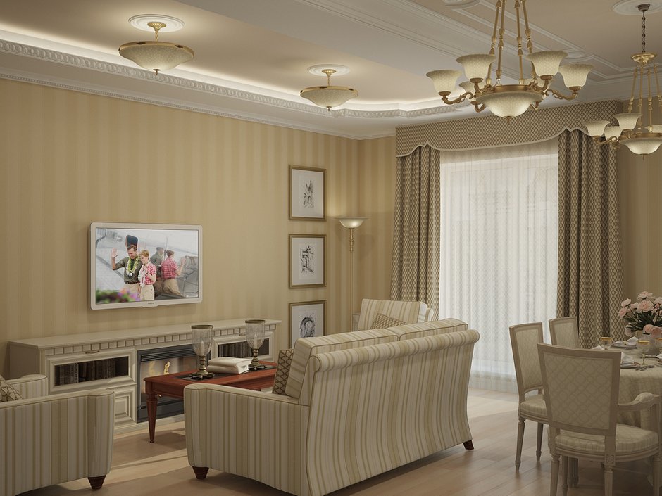 Фотография: Гостиная в стиле Классический, Квартира, Дома и квартиры, Москва – фото на INMYROOM