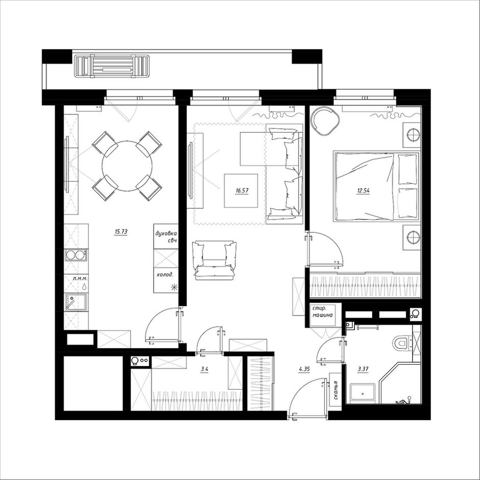 Фотография: Планировки в стиле , Квартира, Перепланировка, Никита Зуб, 2 комнаты, 40-60 метров, планировочная среда – фото на INMYROOM