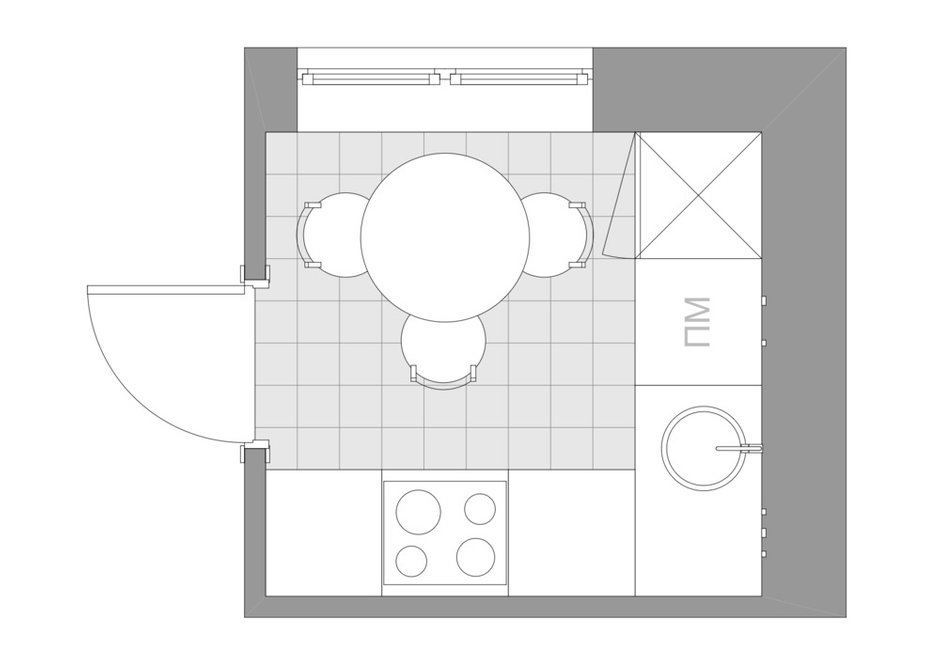 Фотография: Планировки в стиле , Кухня и столовая, Перепланировка, дизайн-гид, Хрущевка, 1 комната, до 40 метров, Flatforfox – фото на INMYROOM