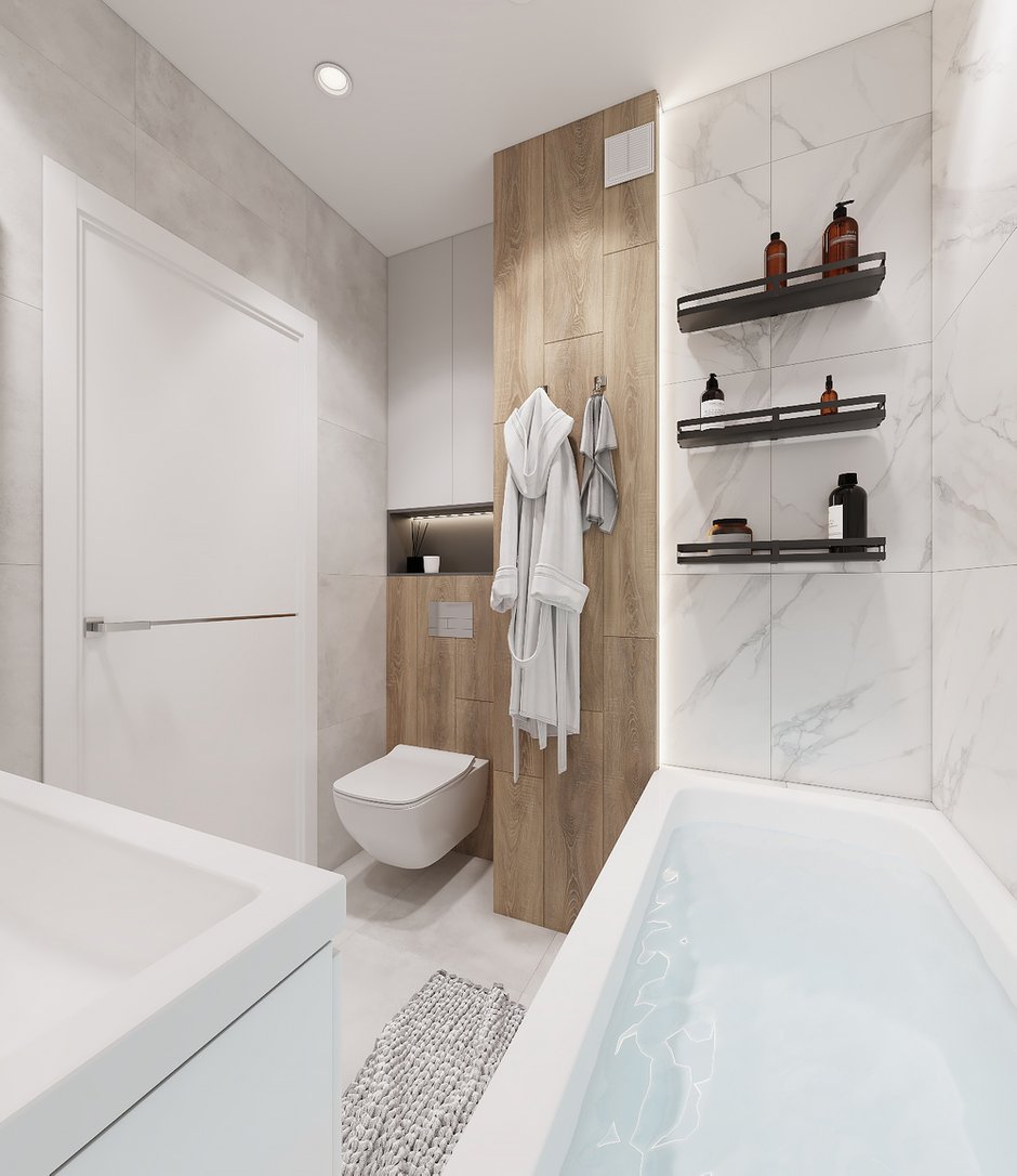 Foto: Koupelna v moderním stylu, Byt, Projekt týdne, Petrohrad, 1 pokoj, do 40 metrů, Lampa Design Studio – foto na INMYROOM