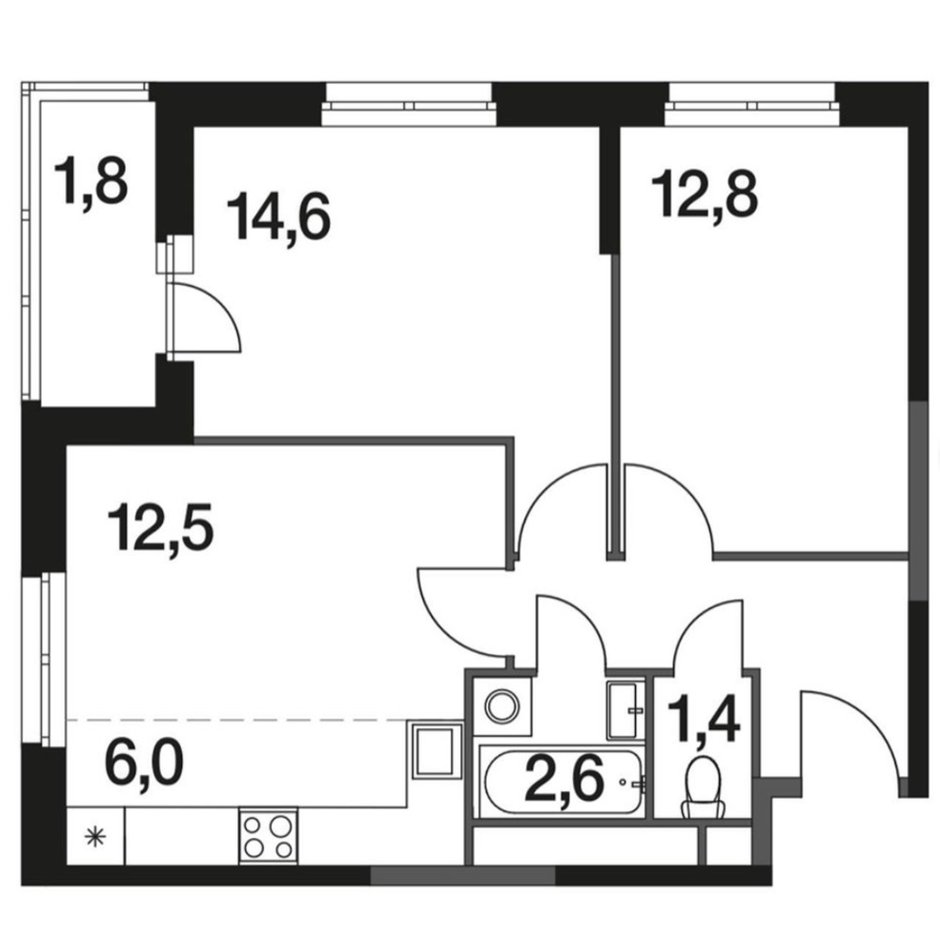 Фотография: Планировки в стиле , Квартира, Перепланировка, Никита Зуб, 2 комнаты, 40-60 метров – фото на INMYROOM
