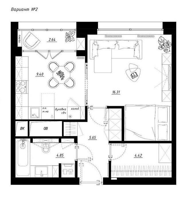 Фотография: Планировки в стиле , Квартира, Перепланировка, Никита Зуб, 1 комната, до 40 метров – фото на INMYROOM