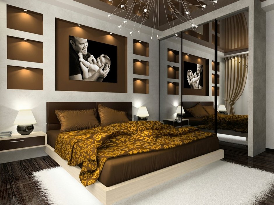 Фотография: Спальня в стиле Современный, Декор интерьера, Интерьер комнат, Цвет в интерьере, Коричневый – фото на INMYROOM