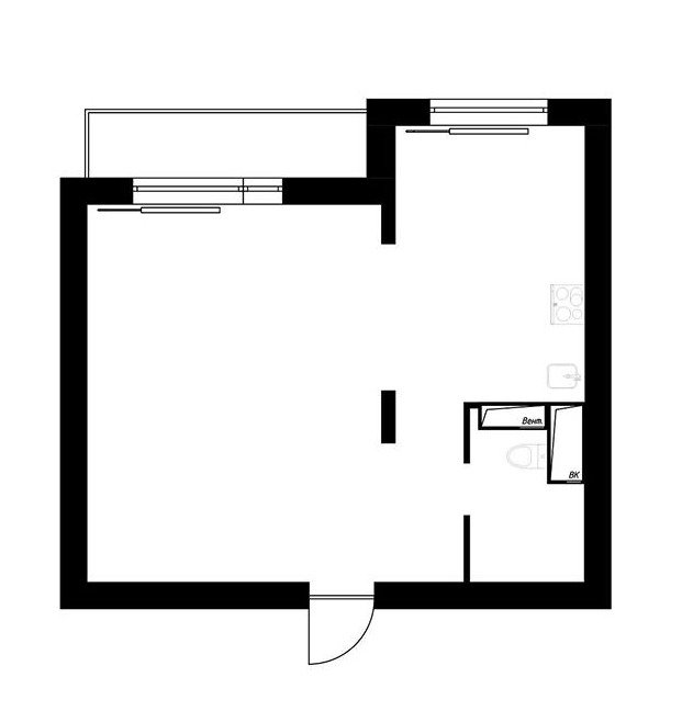 Фотография:  в стиле , Квартира, Планировки, Перепланировка, Никита Зуб, 1 комната, 40-60 метров – фото на INMYROOM