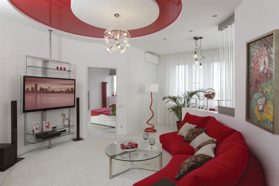 Фотография: Гостиная в стиле Хай-тек, Квартира, Цвет в интерьере, Дома и квартиры, Белый – фото на INMYROOM
