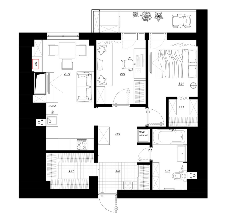 Фотография: Планировки в стиле , Квартира, Перепланировка, Никита Зуб, 1 комната, 40-60 метров, планировочная среда, Иваново – фото на INMYROOM