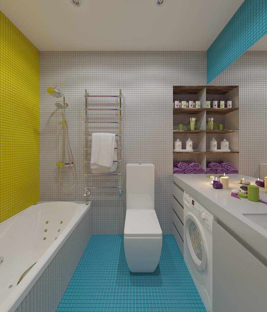 Готовые проекты ванной. Яркая ванная комната. Проект ванной комнаты. Дизайнерский проект ванной комнаты. Ванная с яркими акцентами.