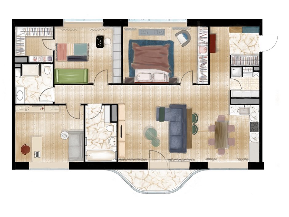 Планировка квартиры в ЖК «Символ», дизайн Алены Юдиной