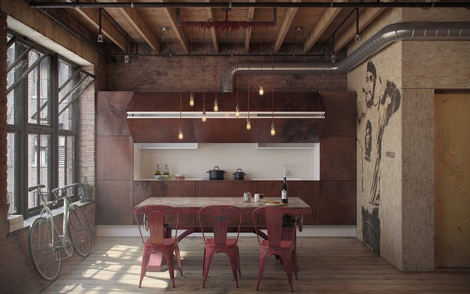 Фотография: Кухня и столовая в стиле Лофт, Квартира, Дома и квартиры, Проект недели – фото на INMYROOM