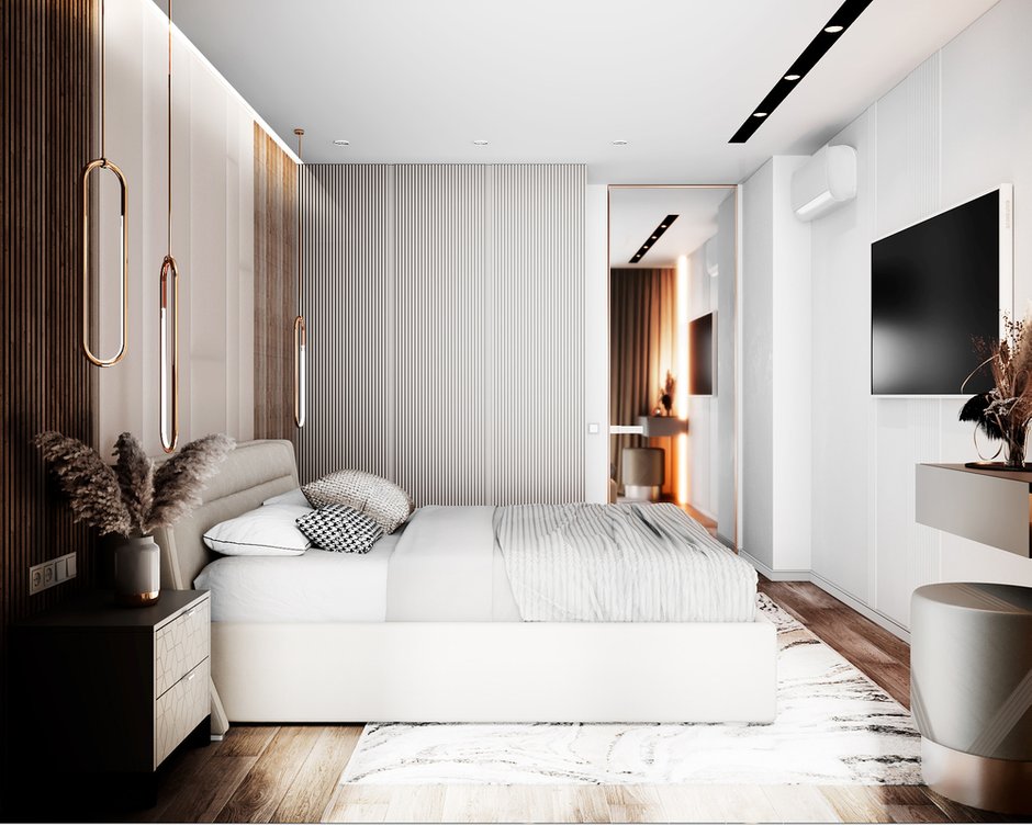 Фотография: Спальня в стиле Современный, Квартира, Проект недели, 3 комнаты, Более 90 метров, Люберцы, Александра Гартке – фото на INMYROOM